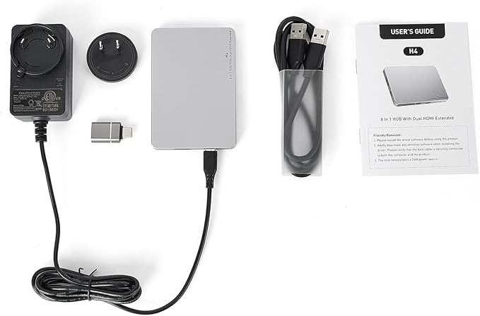 H4 Laptop Screen Extension - 8 in 1 HUB with Dual HDMI Extended 2 HDMI(4K @60Hz)3 USB A&ampC 3.0 Ports Hub