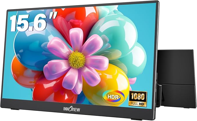 InnoView 15.6'' Portable Monitor for Laptop FHD 1080P USB-C Travel Monitors HDR IPS Portable Laptop Monitor for MacBook PC Xbox PS4/5 Switch