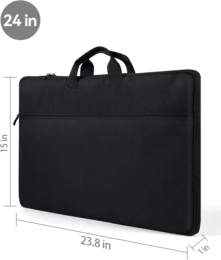 EVICIV Laptop Sleeve Case 24 inch 360° Protective Handbags Portable Computer Cover Bag with Pocket Zipper for 23-24.5 inch Laptop Portable Monitor Notebook Traveling Briefcase Handbags(Black)