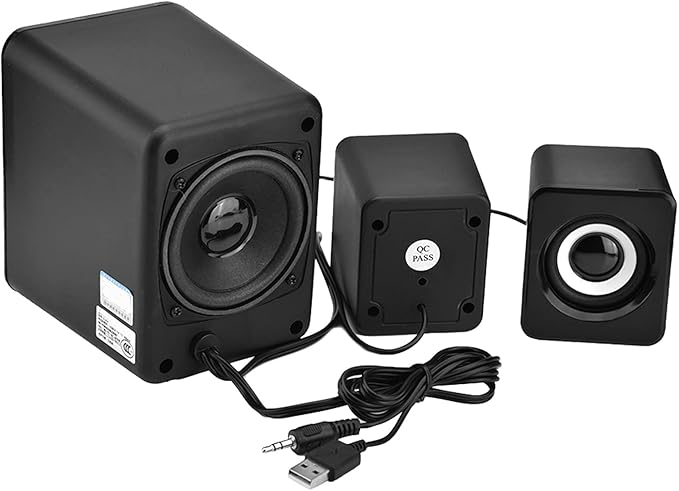 SADA D-202 Mini USB 2.1 Wired Combination Speaker Bass Music Subwoofer for Desktop Laptop Notebook Tablet PC Smart Phone (Black)