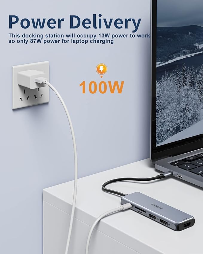 Docking Station Dual DisplayPort MOKiN USB C Hub Dongle with 2 DP HDMI 3 USB A 3.0 SD &amp microSD Slot PD Charging Port for MacBook/Dell XPS/Steam Deck/HP/Lenovo ThinkPad/Microsoft Surface