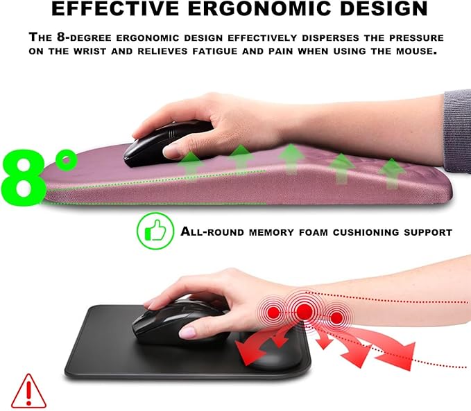 Mouse Pad Wrist Support Ergonomic Mouse Pad with Massage Dot Comfortable Computer Mouse Pad for Laptop Wrist Rest Pain Relief Mousepad with Non-Slip PU Base for Office &amp Home 12 x 8 in