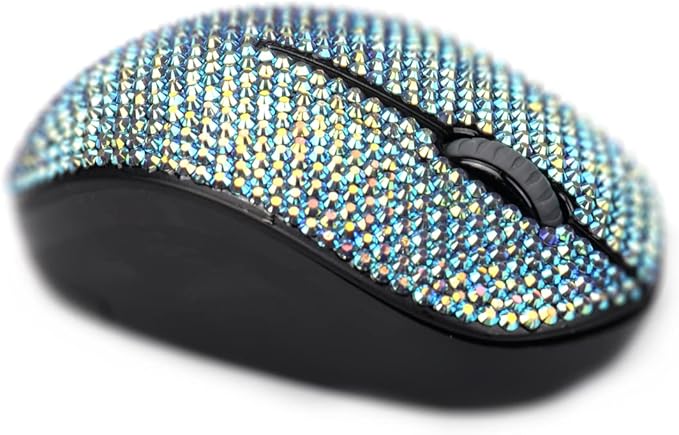 SA@ Luxury 6 Colors Bling Crystal Rhinestone 2.4G Wireless Mouse for Laptop Notebook PC Computer MacBook Gifts for The Office (AB Pink)