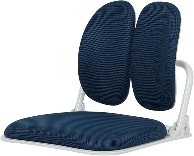Made in Korea Dual-Backrests Ergonomic Floor Chair With Back Support - Meditation Gaming Reading Chair for Adults Foldable (Blue)