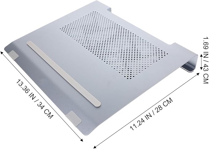 Aluminum Alloy Laptop Cooler Stand with Dual Fans for Notebooks to 17.3 Inch Quiet Cooling Pad with Elevated Ergonomic Design Gray Compatible with Gaming and Office Laptops