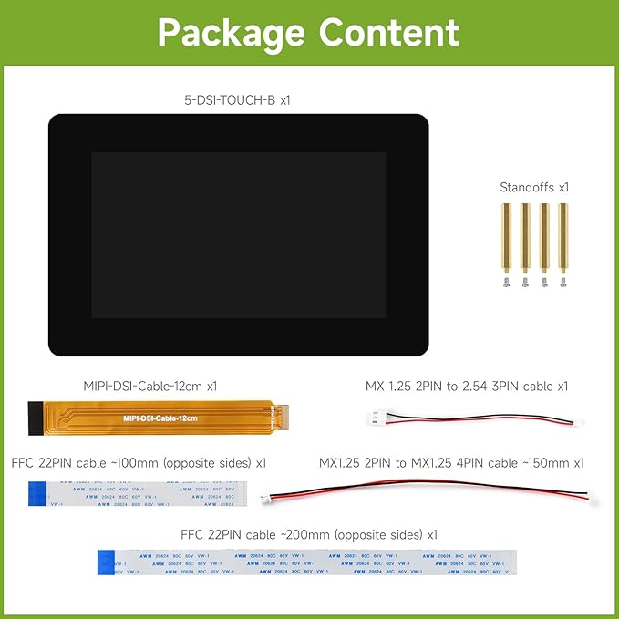 Waveshare 5inch DSI Capacitive Touch Display 720×1280 Pixels IPS Panel 5-Point Touch Optical Bonding Toughened Glass Panel