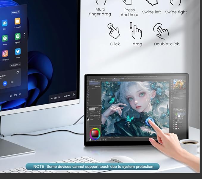 14-Inch Industrial Use Touchscreen Monitor FHD 1920×1200 HDR IPS 500 nits 100% sRGB Multi-Port HDMI VGA DVI Compatible with Laptop PC PS5/PS4 Xbox/Game