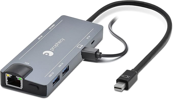 gofanco Prophecy Mini DisplayPort 4K Video Dock/Docking Station 4K @30Hz (HDMI 1.4) or 4K @60Hz (DP 1.2) USB 3.0 &amp Gb Ethernet Adapter Hub PC and MacBook TAA Compliant (Windows &amp Mac)