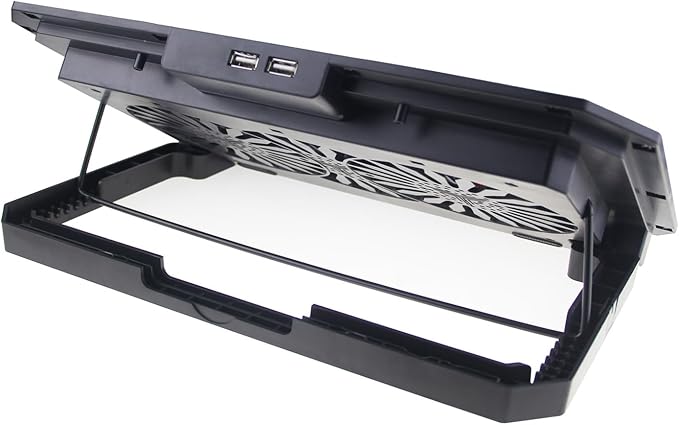 2-Fan Computer Cooling Pad Height Adjustable Laptop Stand with Phone Holder Lightweighted for Airflows Boosting Cooling Pad with Phone Stand