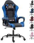 Massage Gaming Chair Ergonomic PC Desk Chair with Headrest and Massage Lumbar Support Video Game Chair w/Height Adjustable High Back for Home Office Blue