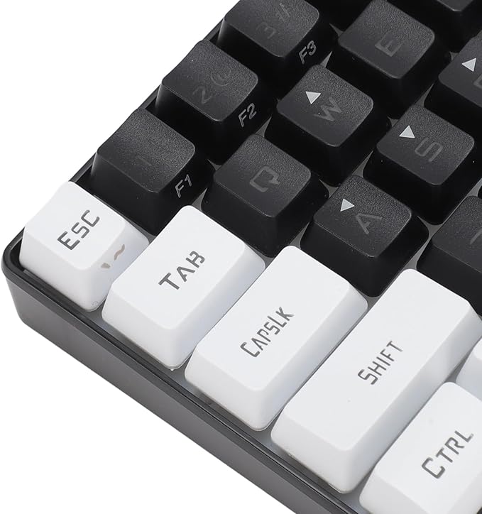 Portable 60% Mechanical Gaming Keyboard 61 Keys RGB Backlit USB Keyboard with Ergonomic Design USB Wired Keyboard for PC Travel (Black White)