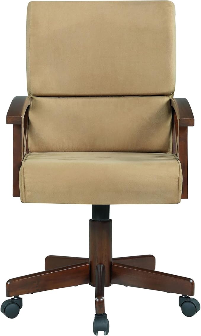 Tan and Upholstered Game Chair with Casters