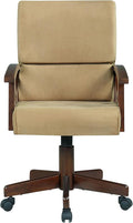 Tan and Tobacco Upholstered Game Chair with Casters