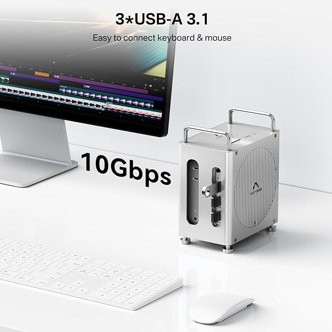 ACASIS 40Gbps Mac mini M4 Dock &amp Stand with Dual-Bay NVMe SSD Enclosure11-in-1 Docking Station for Mac mini M4/M4 Pro Dual DisplayPort MST 3×USBA 10Gbps 30W PD SD/TF Reader