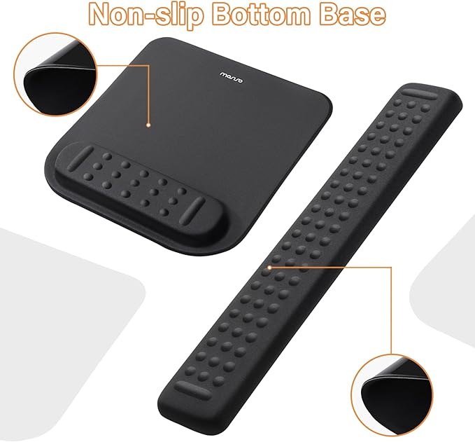 MOSISO Computer Keyboard Stand&ampWrist Rest Support for Keyboard &ampMouse Pad Set Ergonomic Massage Wrist Rest Set Easy Typing Working Acrylic Clear Stand for Office Home Black