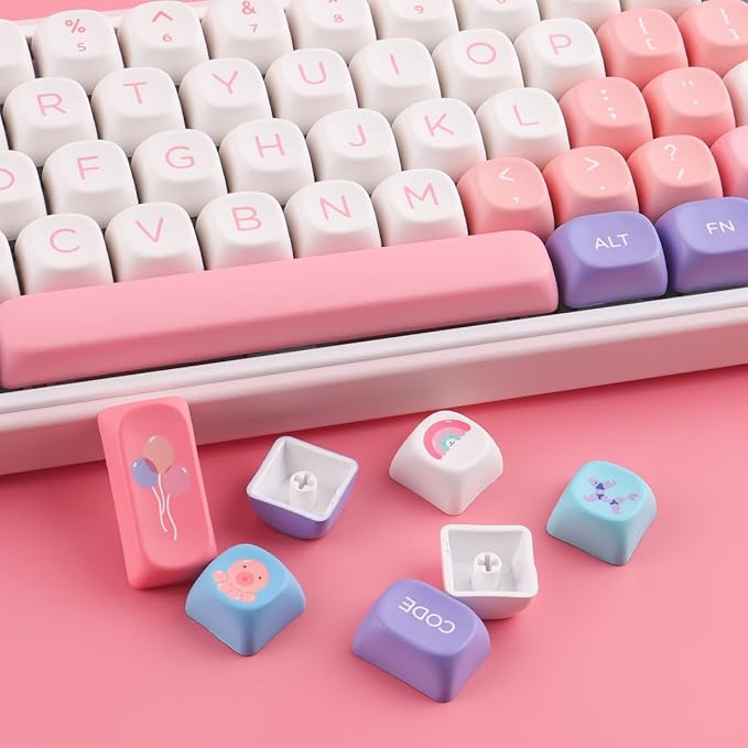 PBT Keycaps 126 Keys MOA Profile Keycaps Dye-Sublimation Balloon Cute Keycap Custom Keycap Set for Cherry Gateron MX Swithes Mechanical Keyboards