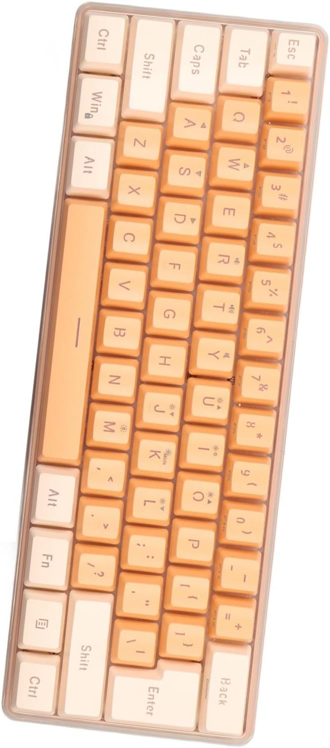 GOTOTOP 60% Wired Gaming Keyboard RGB Mini Keyboard with 6 Backlight Effects Compact 61 Keys Keyboard for 11 10 8 7 Vista USB Wired Plug and Play (Yellow Orange)