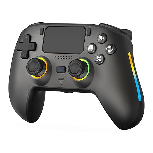 IWGAME Wireless Controller for PS-5/PC Gamepad Built-in Mic with 2 Back Buttons Support Remap/Combo Functions Hall Effect Trigger&ampJoysticks Motion Control 3.5mm Headphone Jack Cool RGB Light（