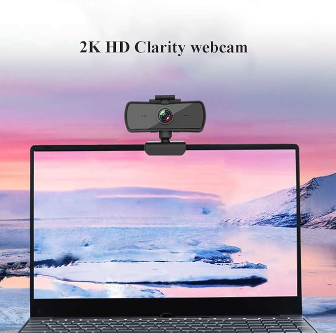 GIZNXBA Webcam 2K Built-in Microphone/Privacy Cover Plug and Play USB Computer Camera High-Precision Autofocus Streaming Webcam for Desktop Computer/PC for Laptop