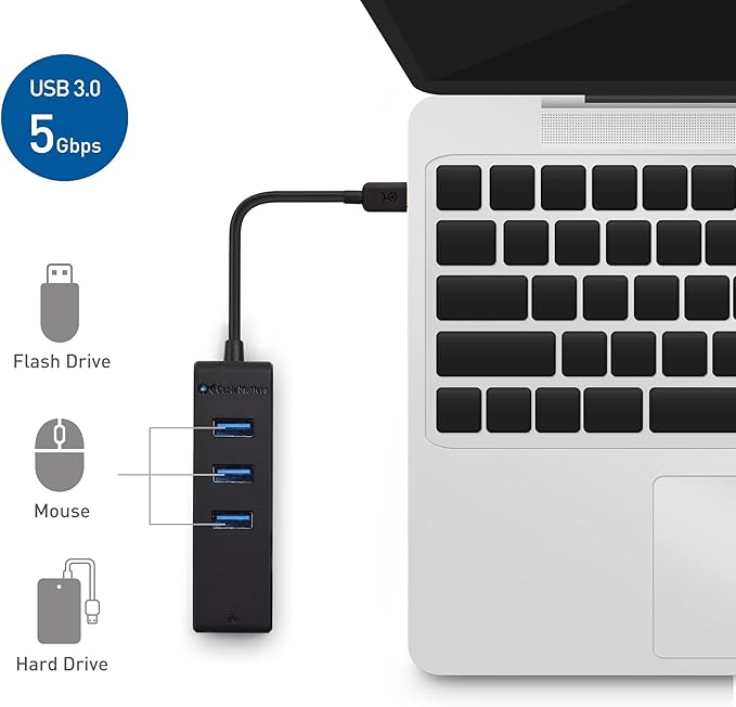 Cable Matters 4-in-1 USB C Hub Ethernet Support Gigabit Network USB C Ethernet Hub Thunderbolt LAN Adapter with 10/100/1000Mbps Network Black