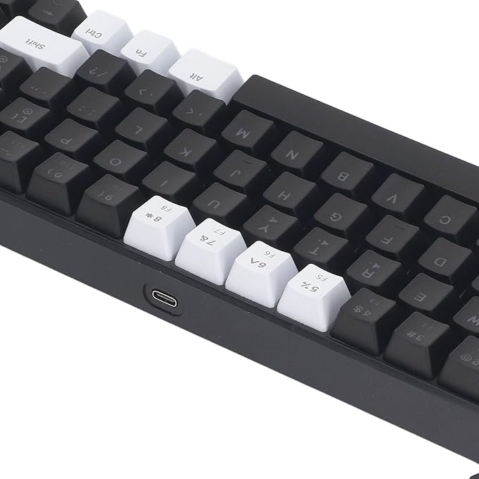 Membrane Wired Gaming Keyboard RGB Backlit Membrane Gaming Keyboard 68 Keys Linear Mechanical Feel Keyboard Ergonomic USB Computer Keyboard for Office Home Game (White Black)