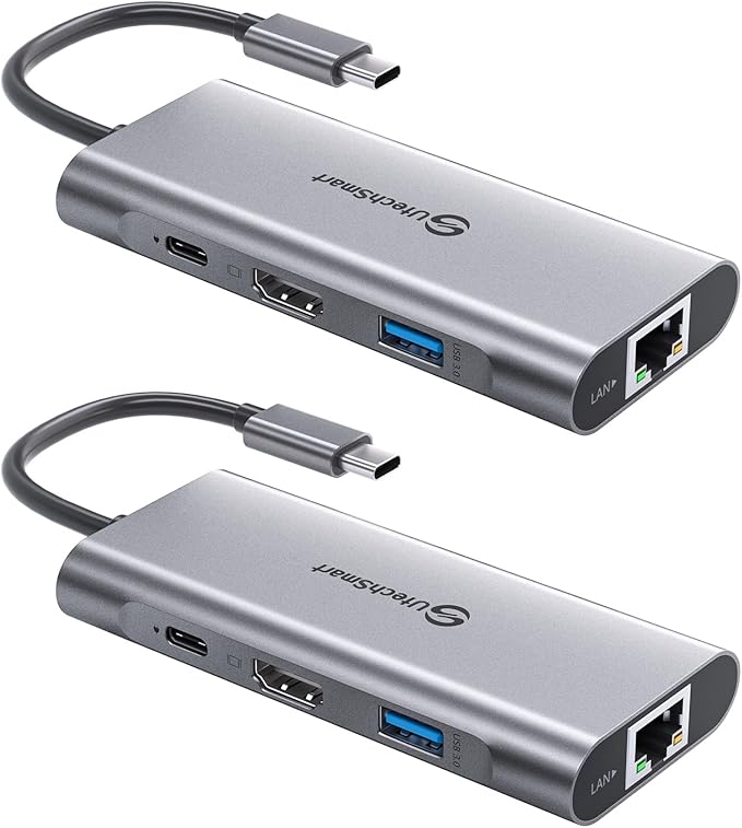 UtechSmart USB C Hub 2 Packs USB C Ethernet Multiport Adapter 6 in 1 USB C to HDMI Dock Compatible for MacBook Pro/Air Chromebook Dell XPS HP(Gigabit Ethernet 100W PD 4K HDMI USB 3.0)