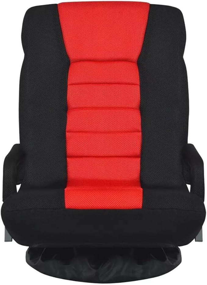 Swivel Video Rocker Gaming Chair Adjustable 7-Position Tatami Bed Lazy Sofa with Armrests Legless Bedroom Bay Window Folding Back Chair Gaming Computer Chair (Red)