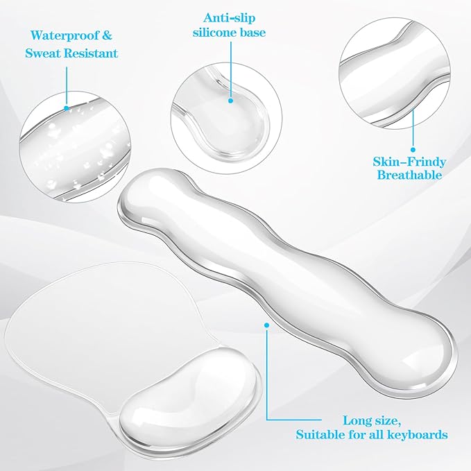 Gel Keyboard &amp Mouse Wrist Rest Set Ergonomic Keyboard and Mouse Pad with Wrist Support Typing Pain ReliefSuitable for Office/Computer/Laptop/Gaming（White Set ）