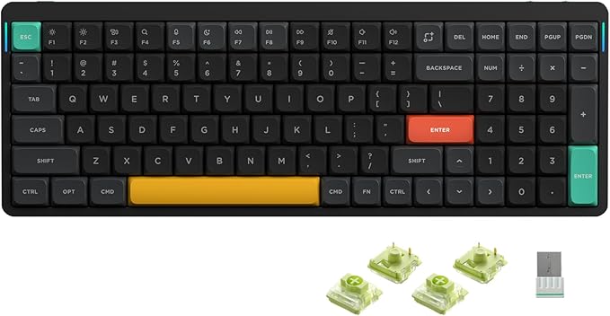 nuphy Air96 V2 Wireless Mechanical Keyboard100 Keys Gaming KeyboardSupports Bluetooth 5.12.4G and Wired Connectionfor PC/Laptop/Windows/Mac -Black Gateron Aloe Switch