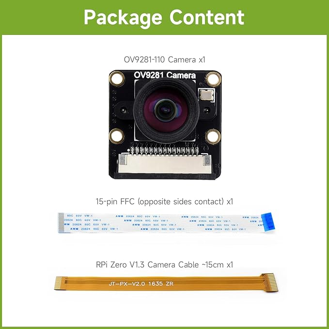 waveshare OV9281-110 Mono Camera Compatible with Raspberry Pi Supports 4B /3B+ /3A+ /Zero/Zero 2 W and CM3/3+/4 Global Shutter 1MP