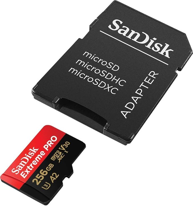 SanDisk 256GB MicroSDXC Extreme PRO Memory Card Works with GoPro Action Camera Hero 12 Black - Bundle with SD and MicroSD Card Reader