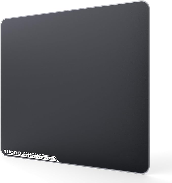 llano MP001 Tempered Glass Gaming Mousepad for FPS Gamers 13.8x11.8 Mouse Mat Ultra-Smooth 0.85μm Micro-Etched Surface 3mm Thick Non-Slip Base Compatible with Viper/G502 Large 350mm *300mm