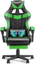 Huracan Gaming Computer Chair with Footrest Adjustable Video Game Chairs for Adults Heavy Duty Office Chair with Headrest and Lumbar Support Green