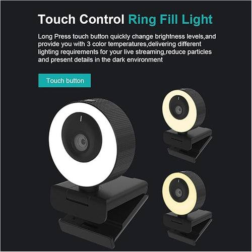 1080P Webcam 60FPS Autofocus HD Web Camera with Microphone Ring Light Web Cam for PC Computer Camera Ultra High Definition (Color : 60FPS with Tripod) (60FPS with Stand 3)
