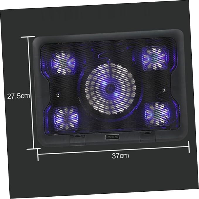 VILLCASE Laptop Cooling Pad with 5 Fans USB Powered Multi-Angle Adjustable Cooler Base Anti-Skid Heatsink for Gaming and Office Laptops Black Cooling Device for Notebook Overheating