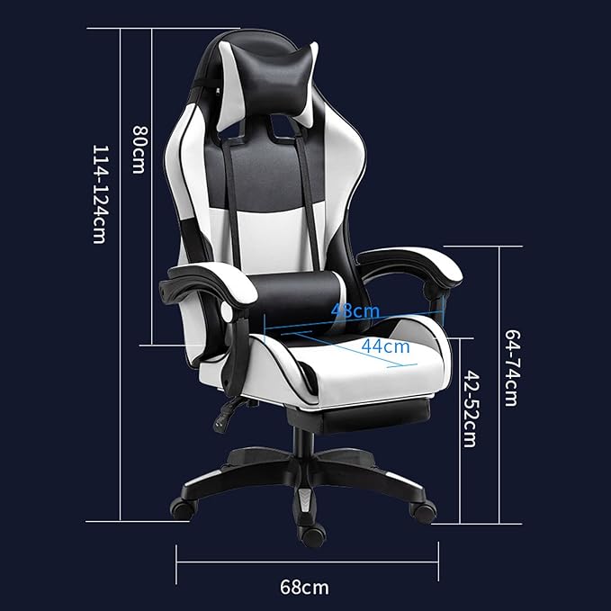 Gaming Chair Computer Chair Office Gaming Chairs for Adults Gamer Chair Racer Gaming Chair Leather Recliner w/Lumbar Support Black