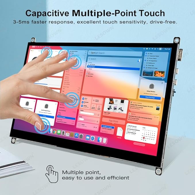 10 inch Monitor HDMI Touchscreen 10.1 inch Small Display LCD Smooth Responsive Touch Screen IPS 1024x600 Dual Speakers HDMI Input for Raspberry Pi 5 4 3 2 Zero B B+ Drive Free