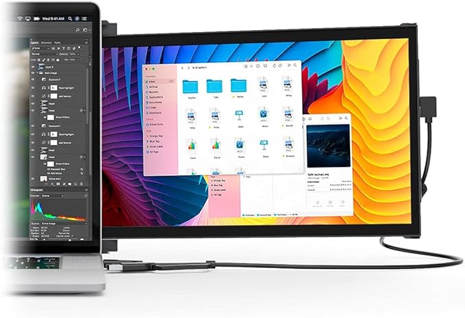 Mobile Pixels Duex Plus Portable Monitor 13.3'' Full HD IPS  USB A/Type-C Powered Dual-Screen Monitor Anti Glare Brightness Adjustable Screen