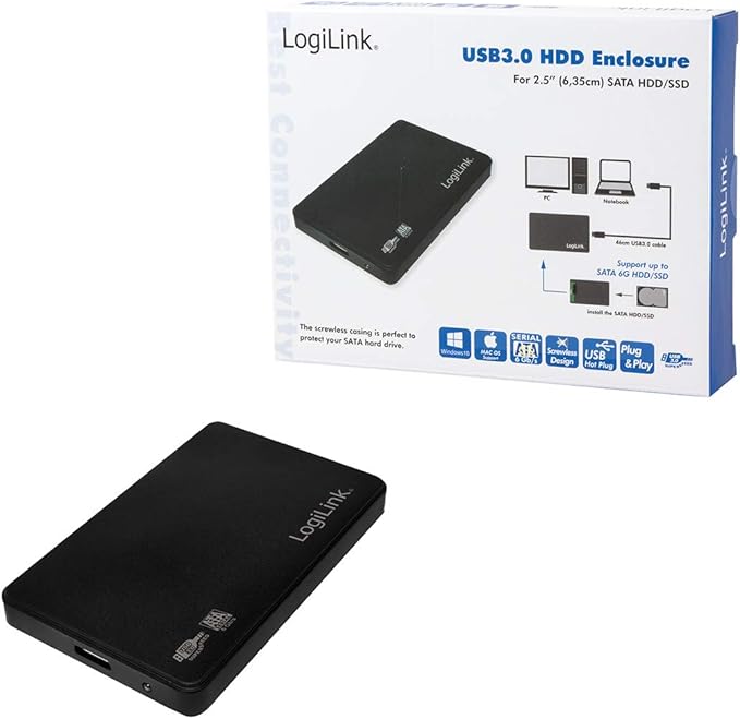 LogiLink UA0256 Hard Drive Enclosure SATA USB 3.0 6.35 cm (2.5 Inch) Black