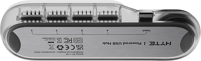 Hyte Powered Internal USB Hub - 4 USB 2.0 Output Headers Motherboard USB 9Pin Extension Extra-Strength Magnets and Adhesive Strip Included Modern Internal Expansion - Crystal