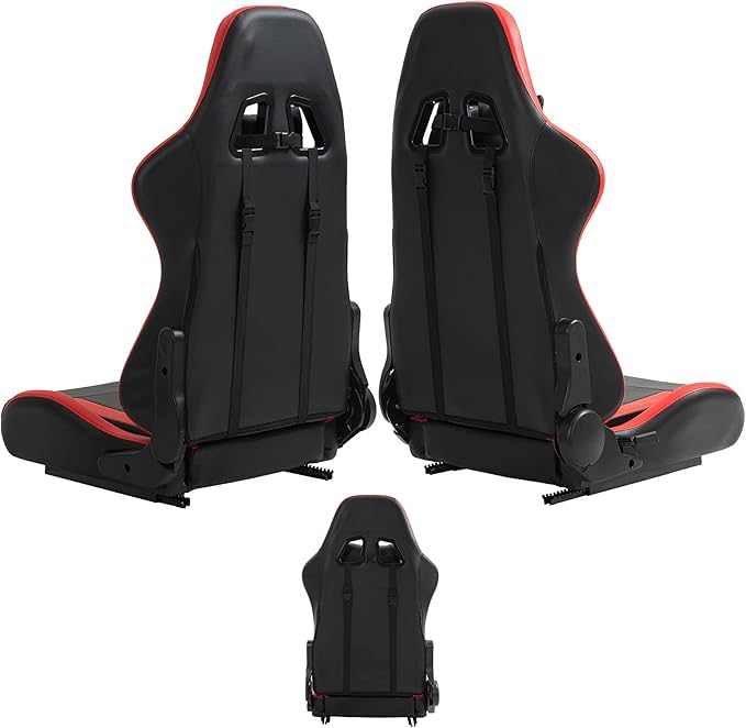 Marada Gaming Racing Seat for Simulator Cockpit with Double Locking SlidesInclude Lumbar and Neck PillowAdjustable PU Leather Chair for Heavy-Duty Metal Driving Sim Mount (No Steering Wheel Stand)