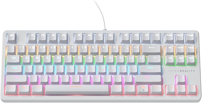 THIRDREALITY Smart Mechanical Keyboard MK1 Matter Over WiFi 87-Key Wired Gaming Keyboard/USB-A 44 Customizable RGB Lighting Work with Home Assistant SmartThings Apple Home (White)