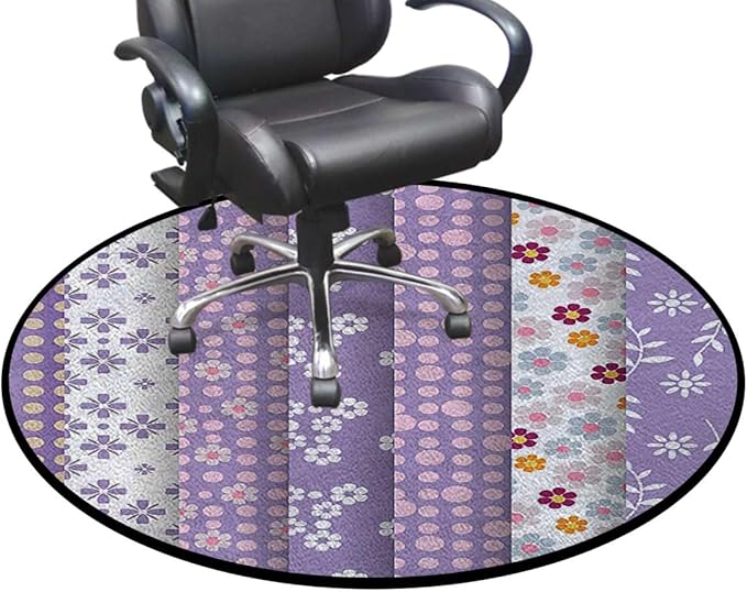 Colorful Round Rug for Bedroom Circular Area Rug Washable Throw Rugs Non-Slip Soft Floor Mat for Living Room Sofa Vintage Geometric and Circle Shapes Floral Diameter 59 in