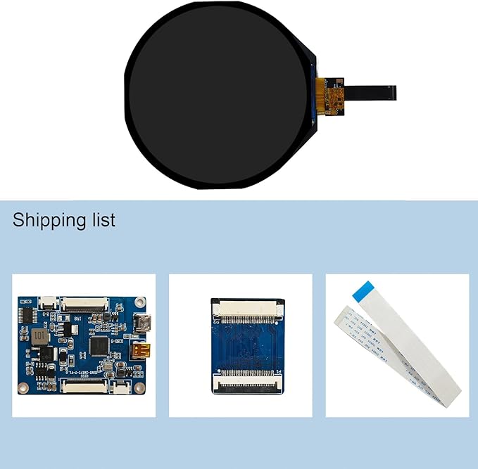 7 inch 1080x1080 Round IPS MIPI 50 Pins LCD Display Circle Screen and Control Boardfor DIY Smart Gaming Advertising Display