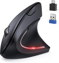 TECKNET Ergonomic Mouse Jiggler Bluetooth Wireless Vertical Mouse 4800 DPI Silent Mouse with 6 Adjustable DPI Levels 2.4GHz (USB A &amp C) Mouse 6 Buttons Computer Mice - Wide Compatibility