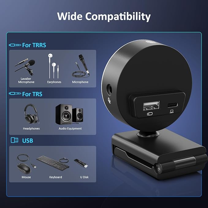 NexiGo N960E Pro 60FPS Webcam with Mic/Headset Jack and Extra USB Port 1080P Web Camera with Light Fast AutoFocus Built-in Privacy Cover for Zoom Meeting Skype Teams Twitch