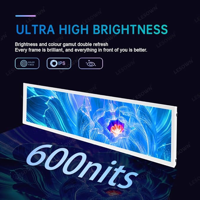 8.8 Mini Stretched Bar Monitor Touchscreen 480x1920 PC Temperature Display 600nits High Brightness Portable Secondary Screen LCD Screen Inside PC Case White