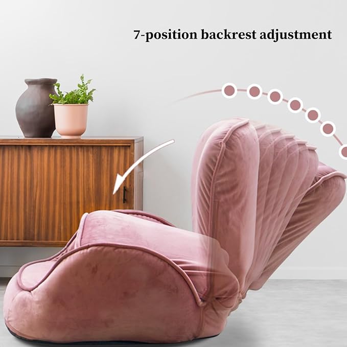 GIZNXBA Folding Floor Gaming Chair Adjustable 7-Position Backrest Floor Chair with Back Support and Armrests Foldable Floor Lazy Sofa for Gaming Meditating Sleeping(/BeigeA)