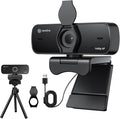 2.5K Webcam for PC Auto Focus Privacy Cover Tripod Stand Professional Webcam with Microphone for Conferencing and Streaming