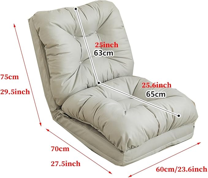GIZNXBA Floor Chair Adjustable Folding Floor Gaming Chair Japanese Floor Chair with Back Support Lazy Sofa Bed One Seater Sofa Adjustable Lounge Recliner Chair for Living Room(/Beige)